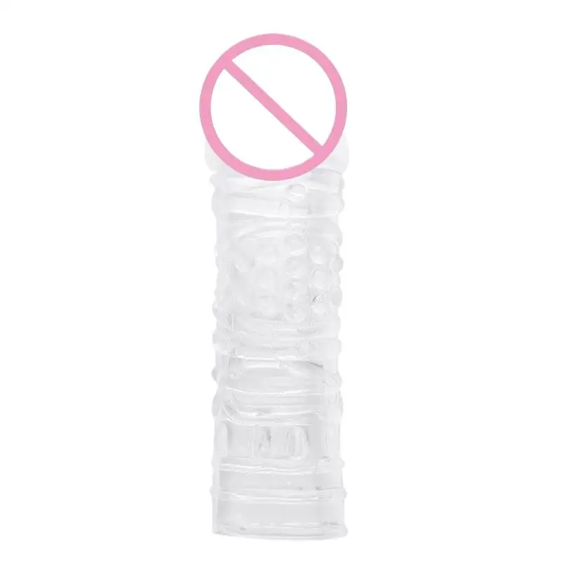 HCPenis Sleeves Cock Condoms For Dildo Vibrator Couple 14cm Penis Extender Sleeve Penis Enlarger For Men Delay Ejaculation