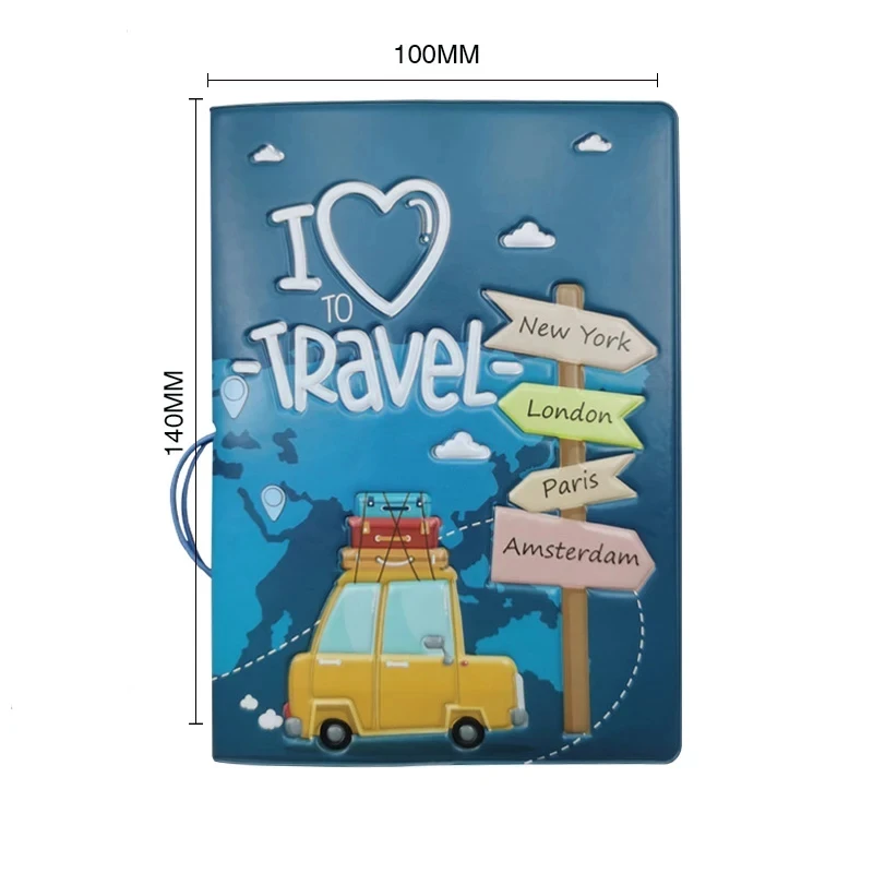 เคสปกหนังสือเดินทางเวลาท่องเที่ยวผู้ชายหนังพิมพ์3D พีวีซีซองใส่หนังสือเดินทางอุปกรณ์เสริมบัตร