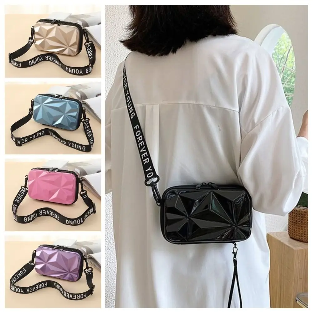 

7 Inch Mini Suitcase Shape Women's Bag Korean Style Waterproof Hard-shell Makeup Bag Zipper Lipstick Purse Crossbody Bag