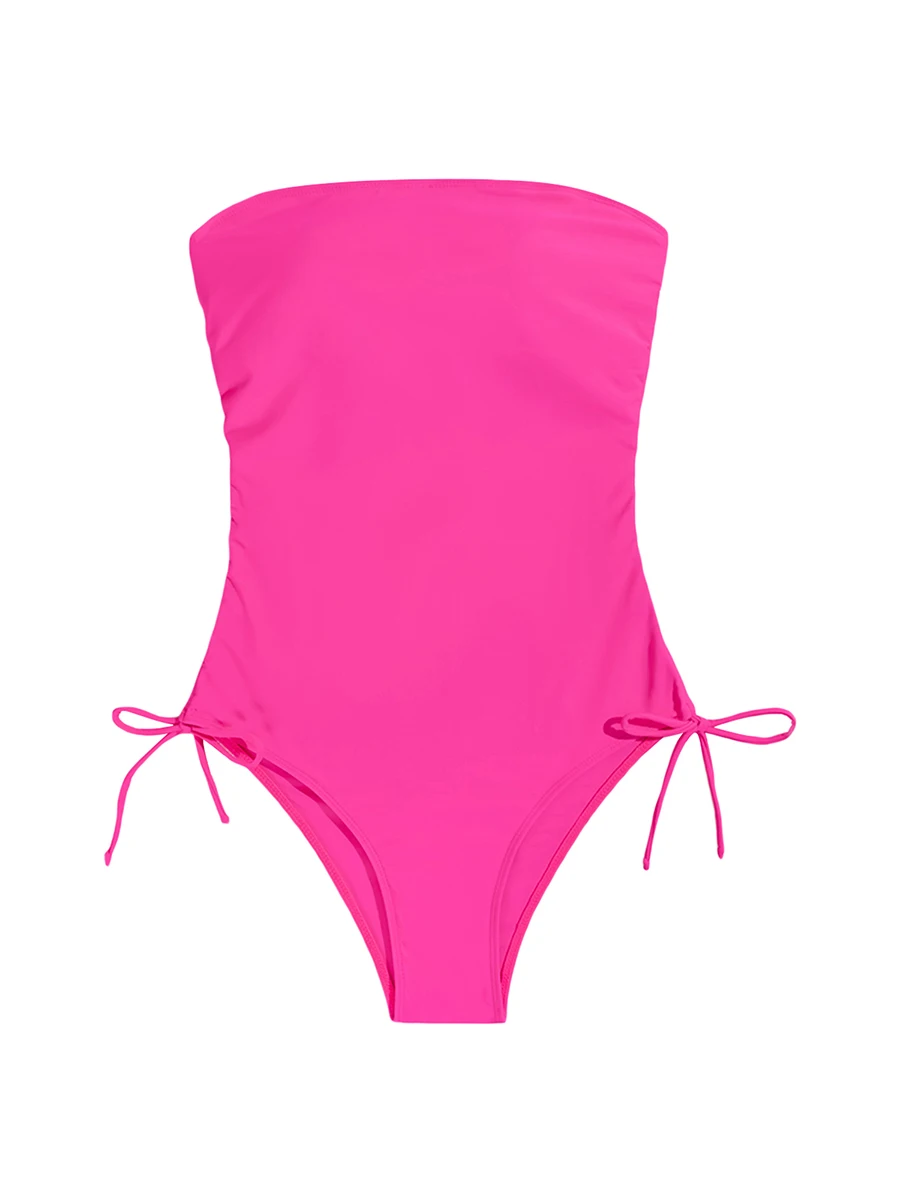 Bañador ajustado con hombros descubiertos para mujer, Monokini con Espalda descubierta, Color sólido, para playa y piscina