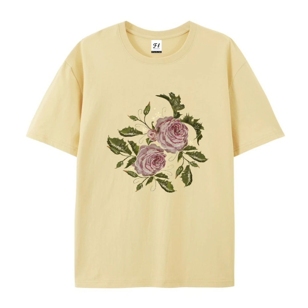 Stickerei-Druckelement-Serie, klassische Pfingstrose, chinesischer Stil, reine Baumwolle, kurzärmelig, Festival, mehrfarbig, optional, einfach