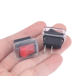 5Pcs Black Push Button Mini Switch 2Pin Snap-in On/Off Rocker Switch With Waterproof Cover