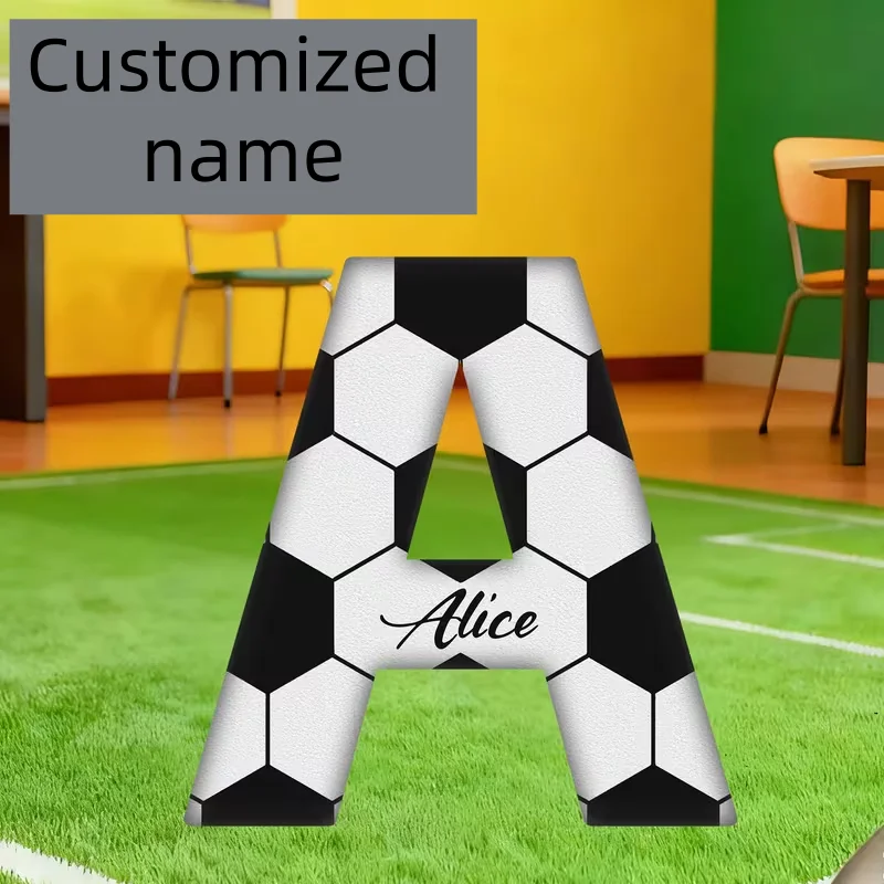 Soccer Football Letter Pillow, Personalized Name Custom Pillow, 3D Alphabet Cushion Decor, Gift for Fans Boyfriend Kids