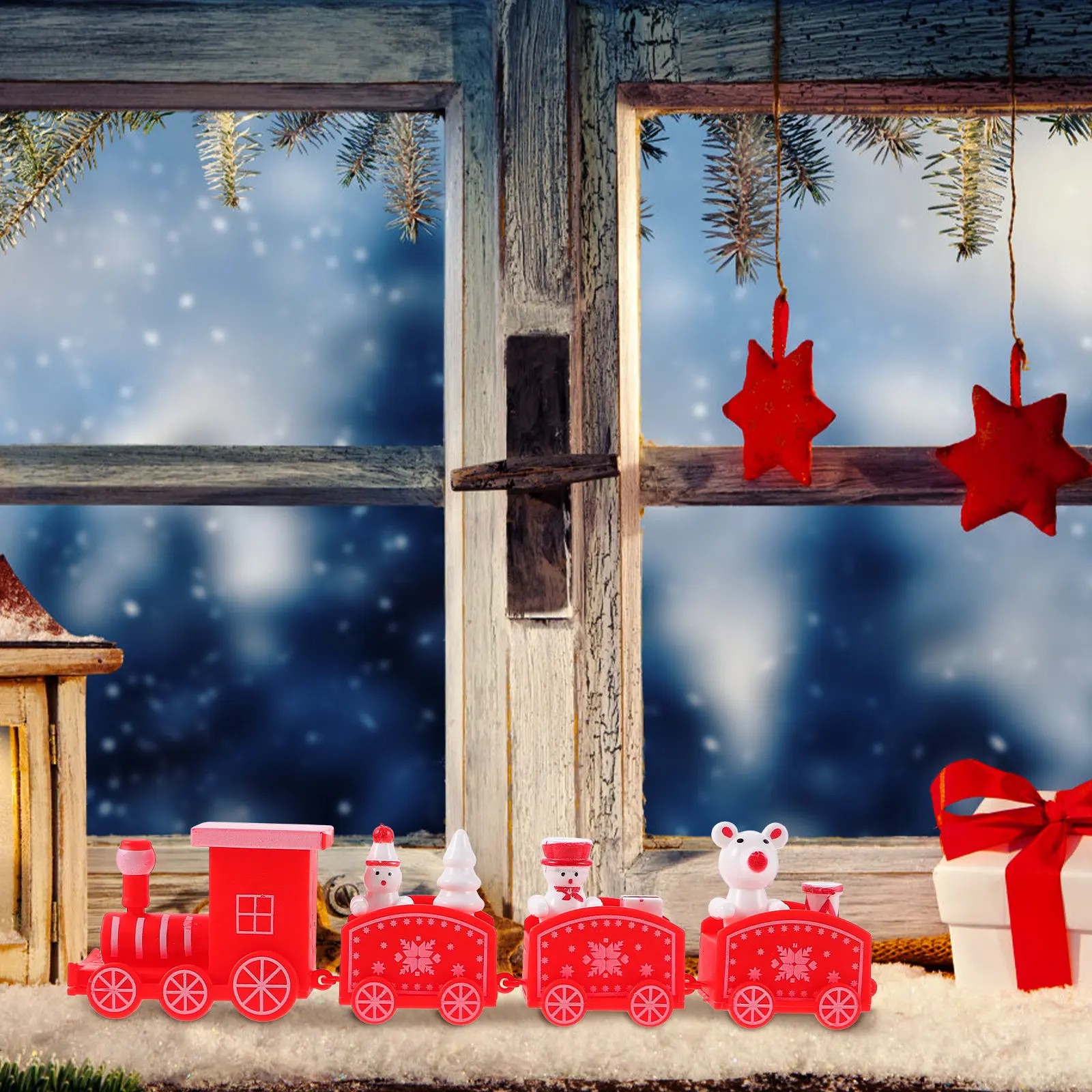 

Christmas Train Decoration Mini Xmas Train Scene Decor Snowman Figures Christmas Desktop Tabletop Party Home Decor Festive Gift