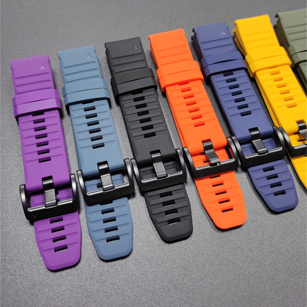 Pulseira esportiva de silicone para garmin descida g2 g1 mk3i mk2 mk1/fenix 8 pro e 7 7x 6 6x 5 5x/epix pulseira macia 22/26mm banda quickfit