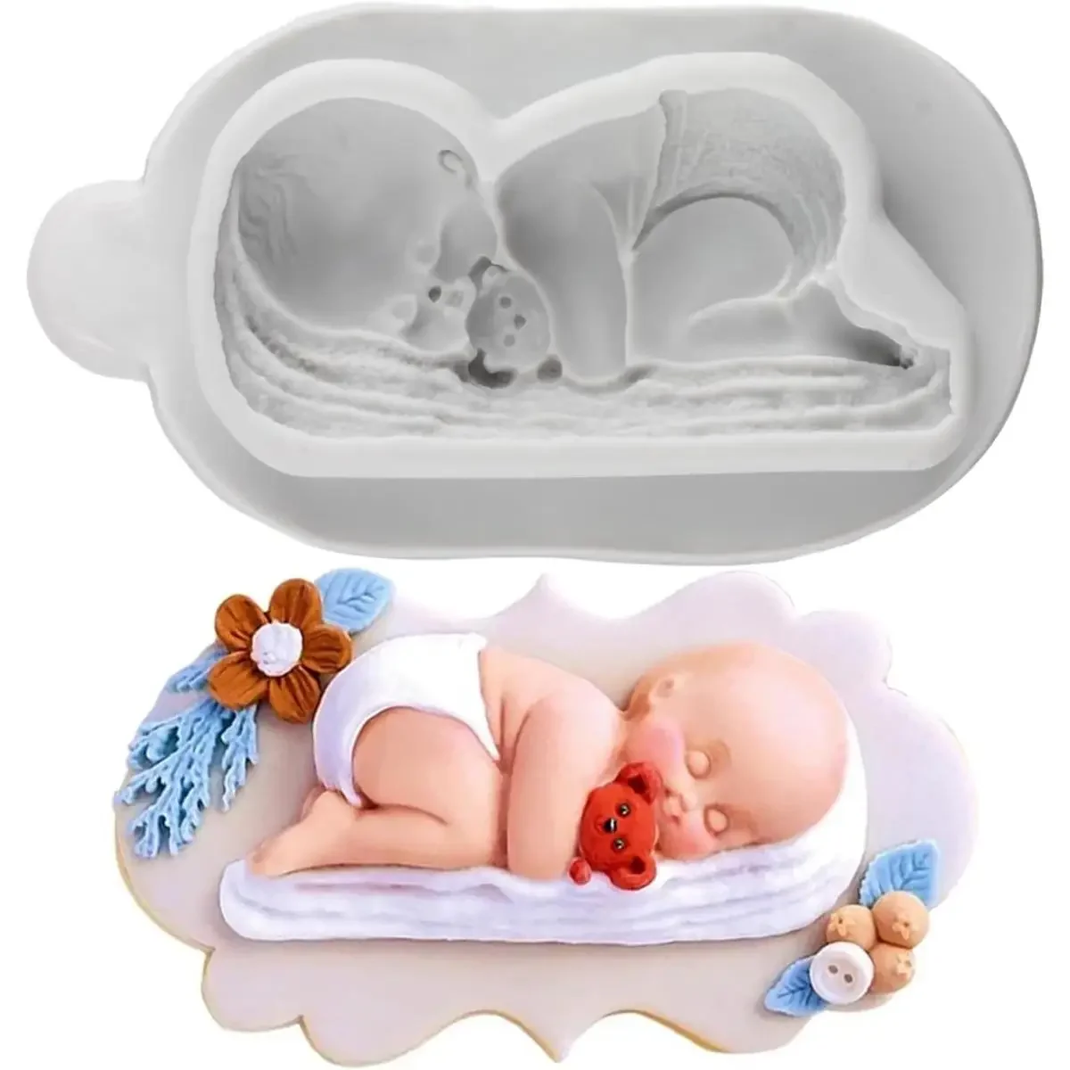 

Sleeping Baby Fondant Silicone Moulds For Cake Decorating Cupcake Topper Candy Chocolate Gum Paste Polymer Clay Moulds