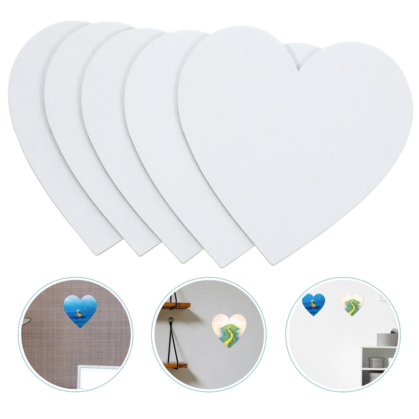 

5 Pcs Cotton Drawing Board Heart Shape Thicken Art Painting Board Artist Paper Board Oil Paint Canvas Sketchpad (White)