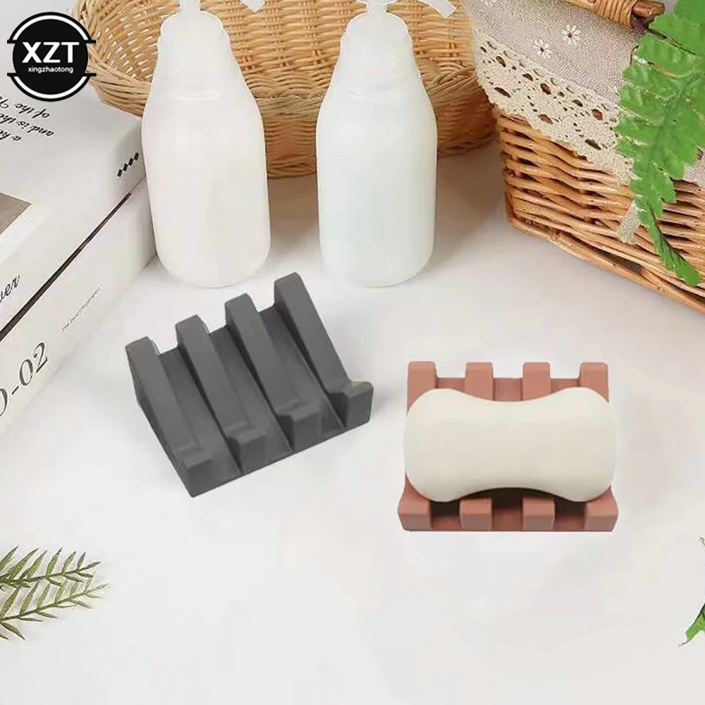 Househome Silicone Soap Dish Soap Dispenser Tilt Drain Soap Box Bathroom Bath Soap Storage Holder Kitchen Sponge Storage Rack