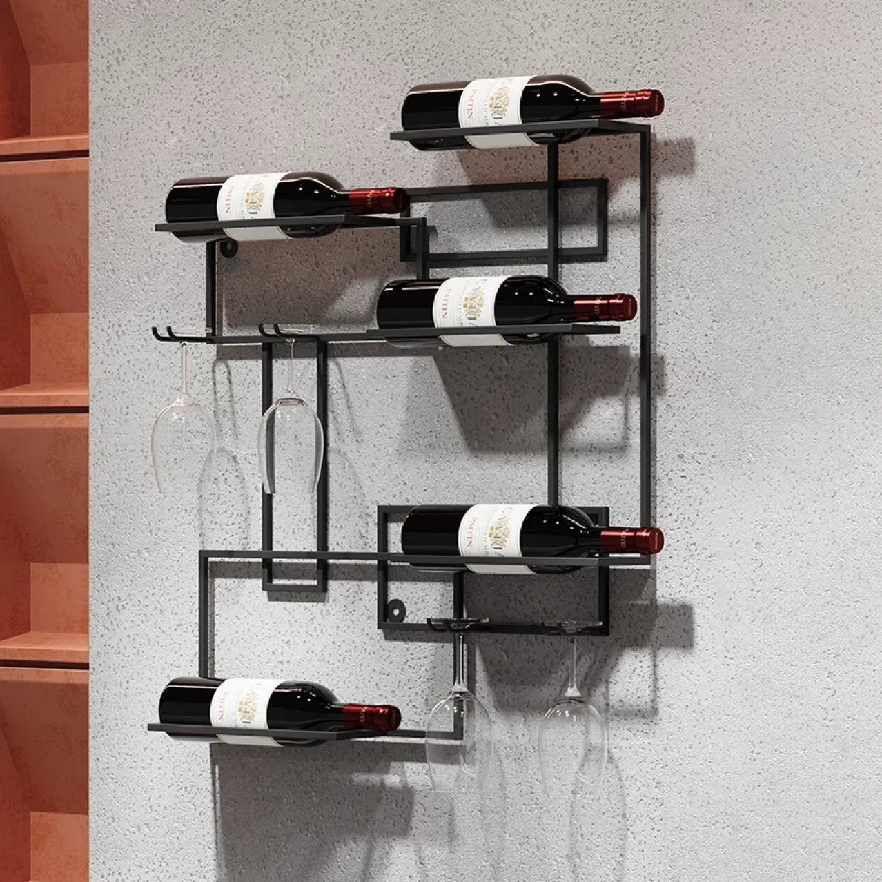 

Suitable for red wine rack wall hanging modern household wine display rack decorative rack bar counter upside down wall hanging