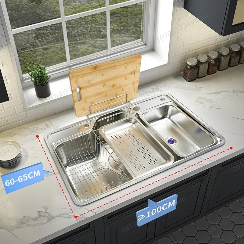 ight luxury 3D embossed 304 stainless steel vegetable basin, dishbasin, kitchen sink, single tank