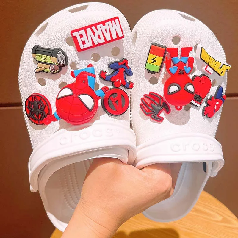 Animation Hero Spider-Man Series Shoes Flower Hole Shoes Accessories Removable Three-dimensional Slippers Decorative Buckle