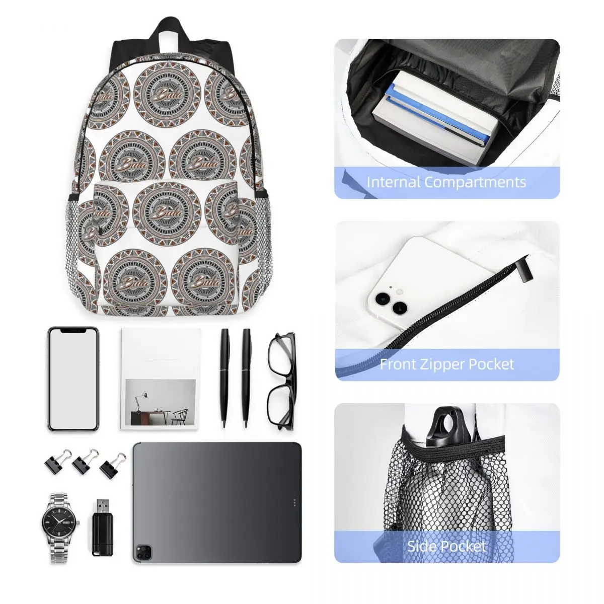Fiji Bula Kesakesa Design Backpack Hot Sale Daypack Large Capacity Boys Girls BookBag Shoulder Bags for Men Women School Bag