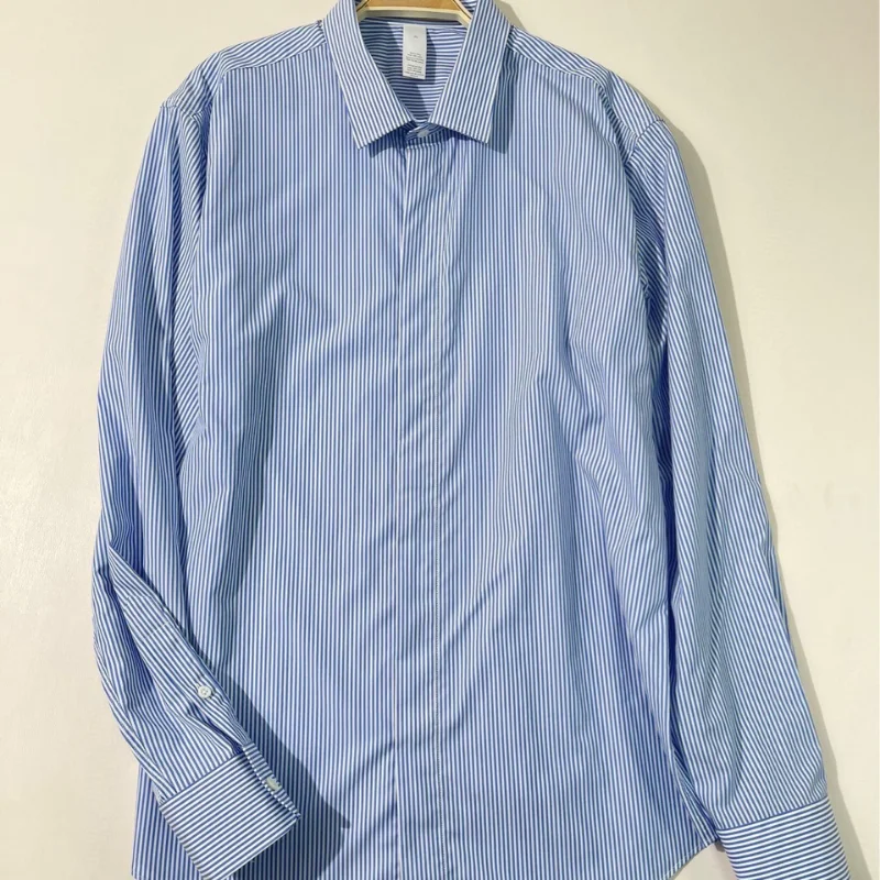 Summer New Men's Pinstripe French Collar Casual Shirt