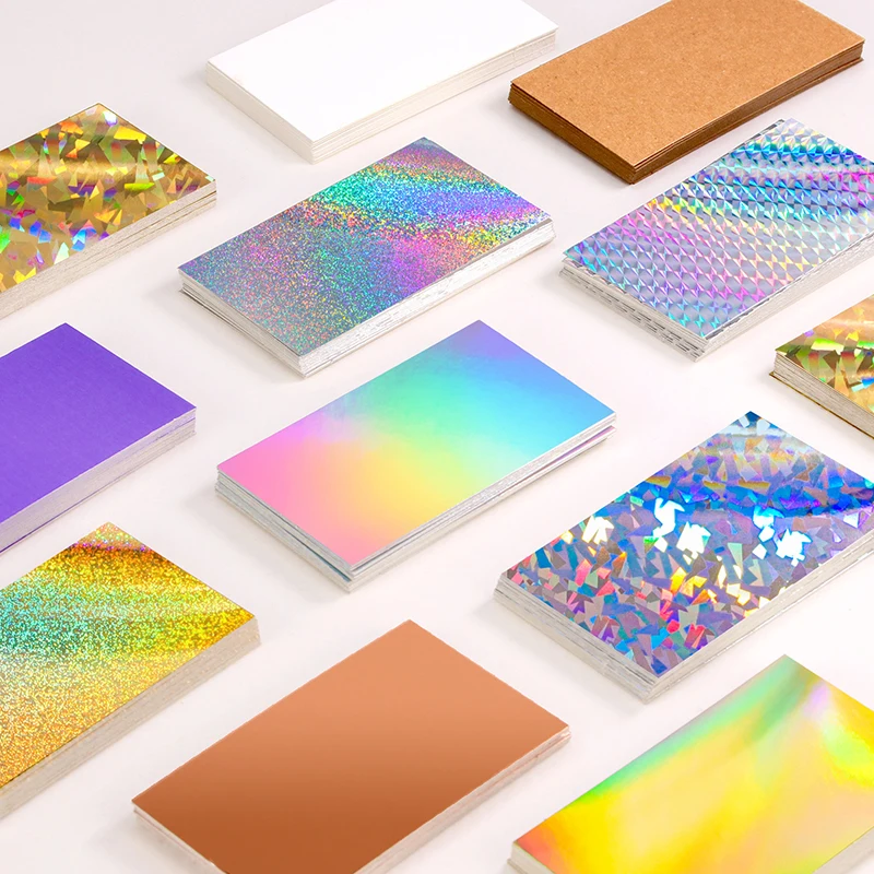 50pcs DIY Handmade Graffiti Small Card Invitation Cards For Small Business Colorful Laser Paper Blank Personalized Business Card