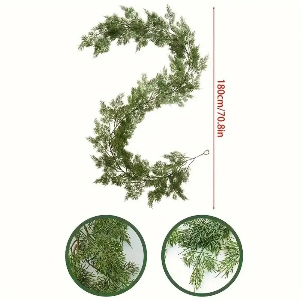 180 سنتيمتر/190 سنتيمتر الاصطناعي الصنوبر إكليل الموقد الديكور الدرج زخرفة السرو الصنوبر أكاليل الجدار الشنق الأخضر