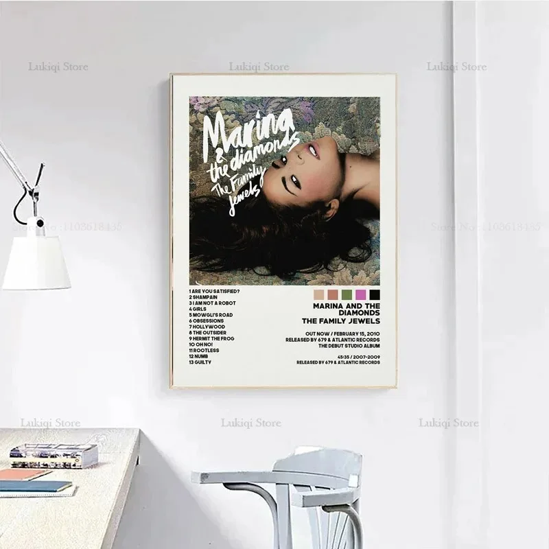 Marina Diamonds Electra Heart Tracklist Music Album Cover Poster Canvas Painting Wall Art Picture Living Room Home Decor