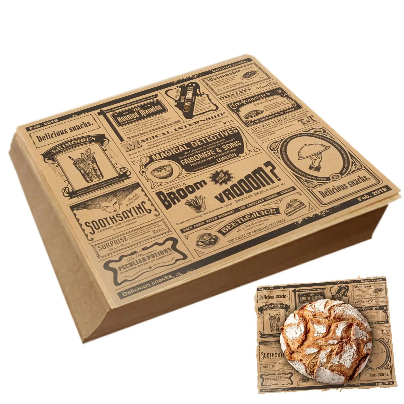 

Бумага для выпечки, 200 шт., листы пищевой бумаги, упаковочная вощеная бумага для гамбургеров, картофеля фри, корзина для еды, вкладыши, газетный стиль, кухонная бумага