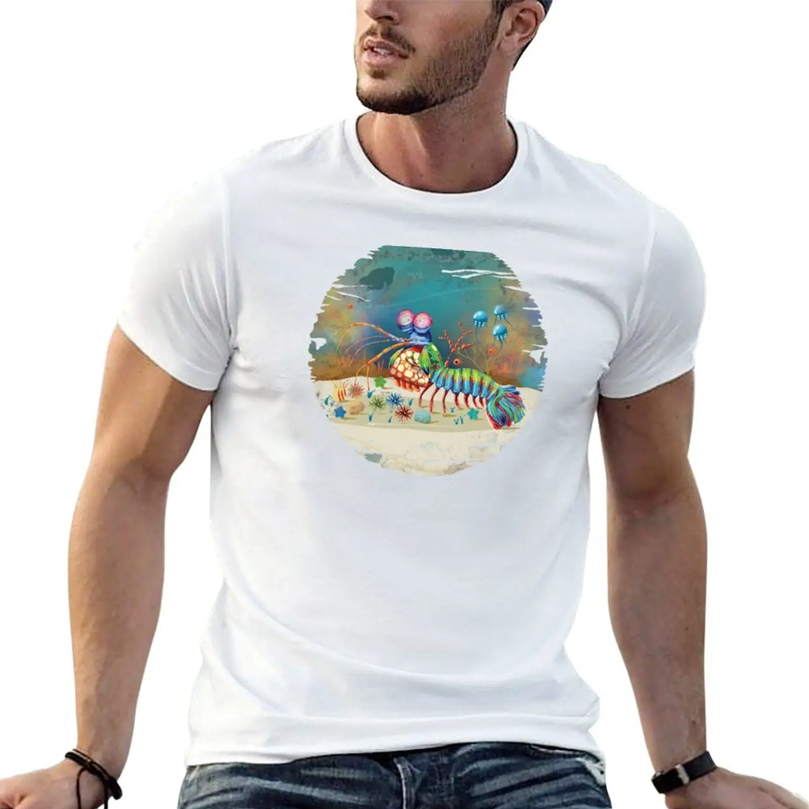 Peacock Mantis Shrimp T-Shirt man t shirt anime stuff black t shirts for men