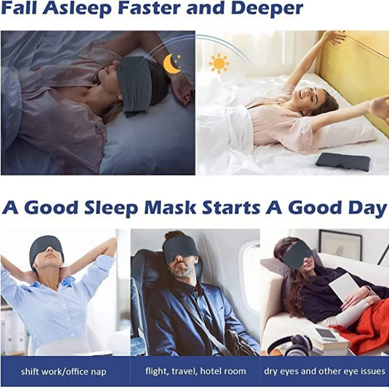 Full Coverage Sleeping Eye Mask Modal Cotton Breathable Light Blocking Blindfold Wide Strap 2 In 1 Eye Cover For Travel Bedroom