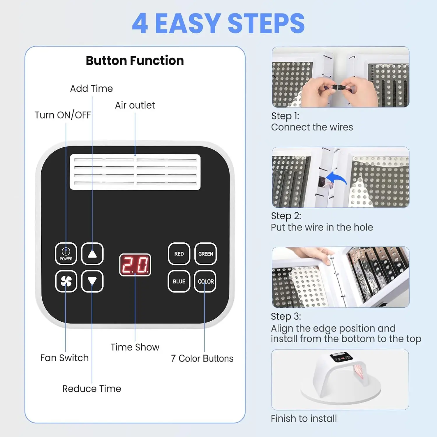 Red Light therapy mask, 7 Colors LED Face mask Light therapy, Led Light therapy for Face, Skin Care Beauty Mask at Home