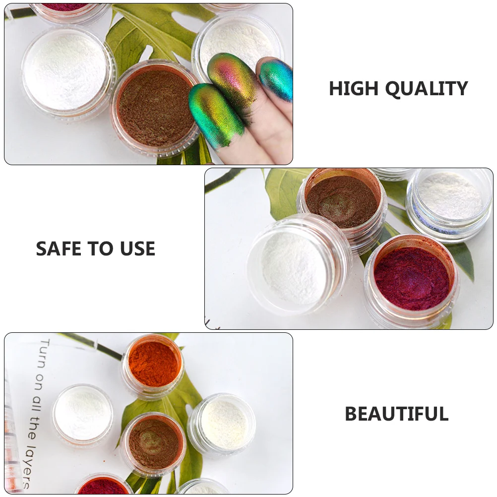Conjunto de pó de mica com pigmento pérola, 6 peças, cores sortidas, grau seguro para artesanato, bombas de banho de sabão, argila, faça você mesmo, resina epóxi