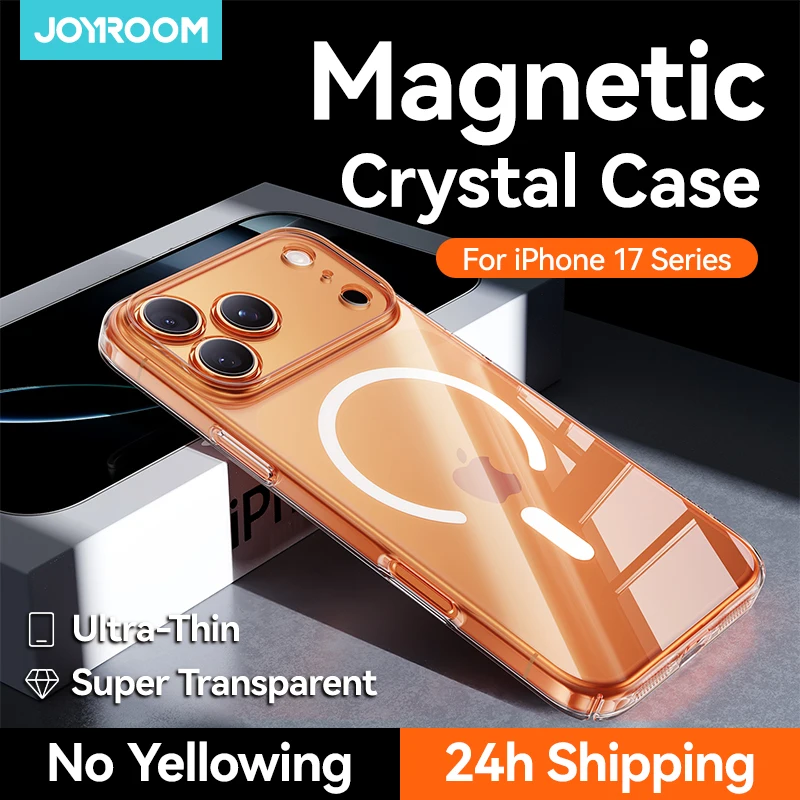 Funda magnética Joyroom para iPhone 17 16 Pro Max, transparente anti-amarillamiento con carga inalámbrica, delgada 8