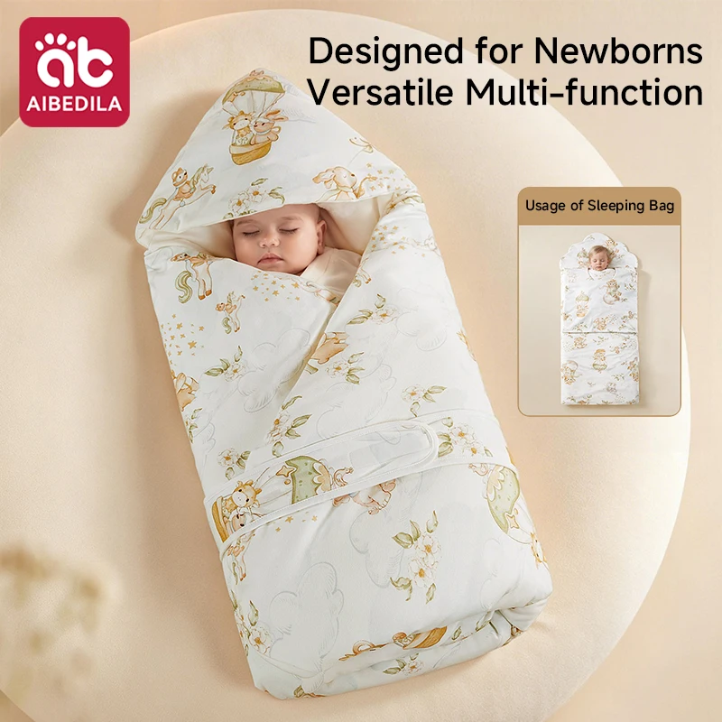 AIBEDILA Autumn Winter Newborn Swaddle Blanket High Quality Cotton Soft Warm Baby Hospital Delivery Wrap Infant Swaddling Cover