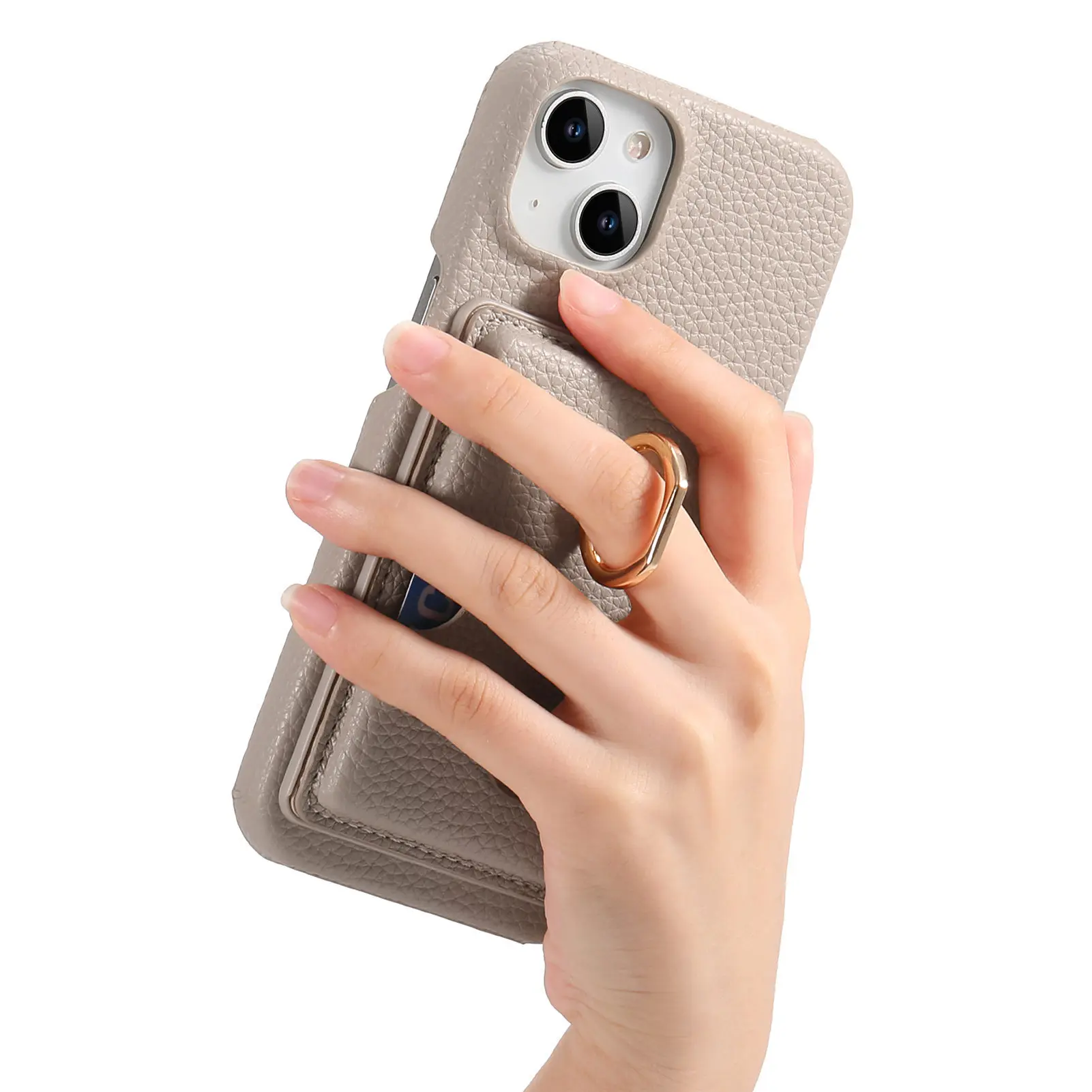 Leather Ring Support Phone Case for IPhone 17 Air 16E 18 16 15 14 13 12 11 Pro Max Plus Wallet with Card Holder Shockproof Cover