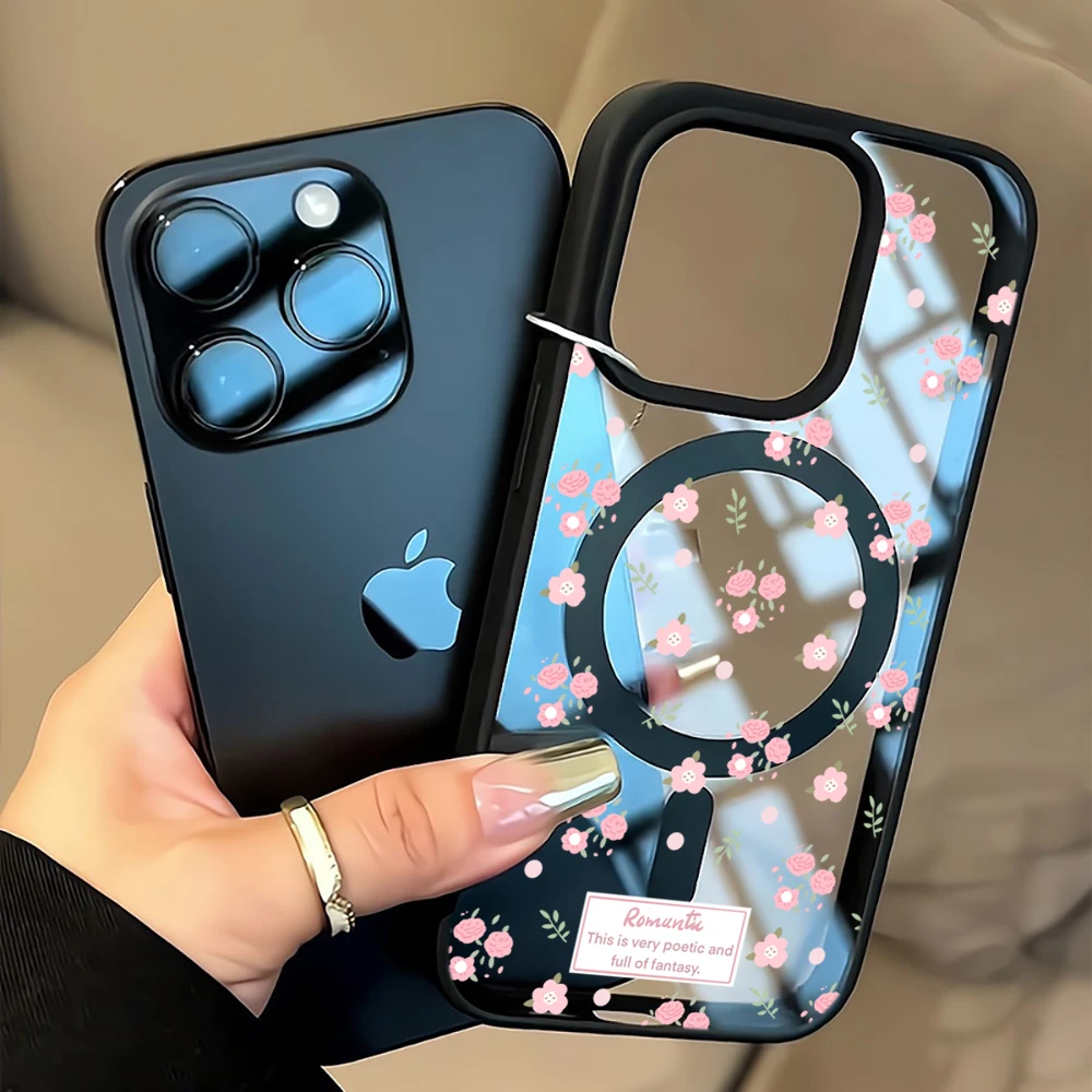 Floral Aesthetics Transparente Hülle für Magsafe iPhone 16 Pro Max 17 15 14 11 13 12 ProMax Plus Hüllen Drop Wireless Charging TPU Fundas – Detail 14