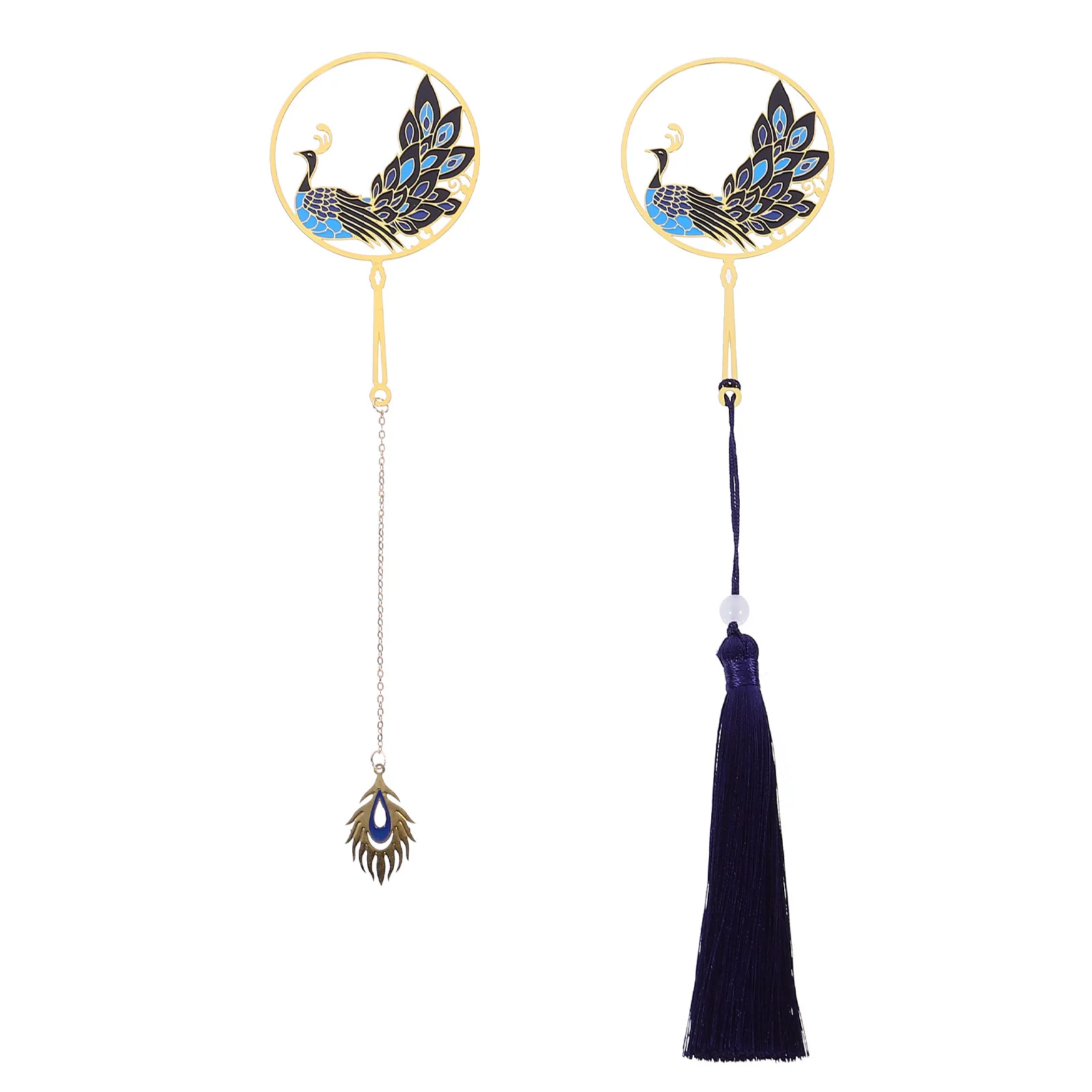 

2Pcs Peacock Metal Bookmarks Delicate Pendant Tassel Hollow Page Markers Perfect for Students Readers Writers Art Bookmarks