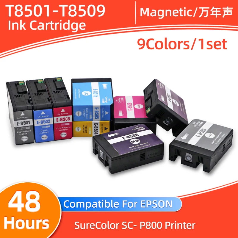 9color/1set P800 T8501 T8502 T8503 T8504 T8505 T8506 T8507 T8508 T8509 Ink Cartridge Compatible For Epson Surecolor P800 Printer