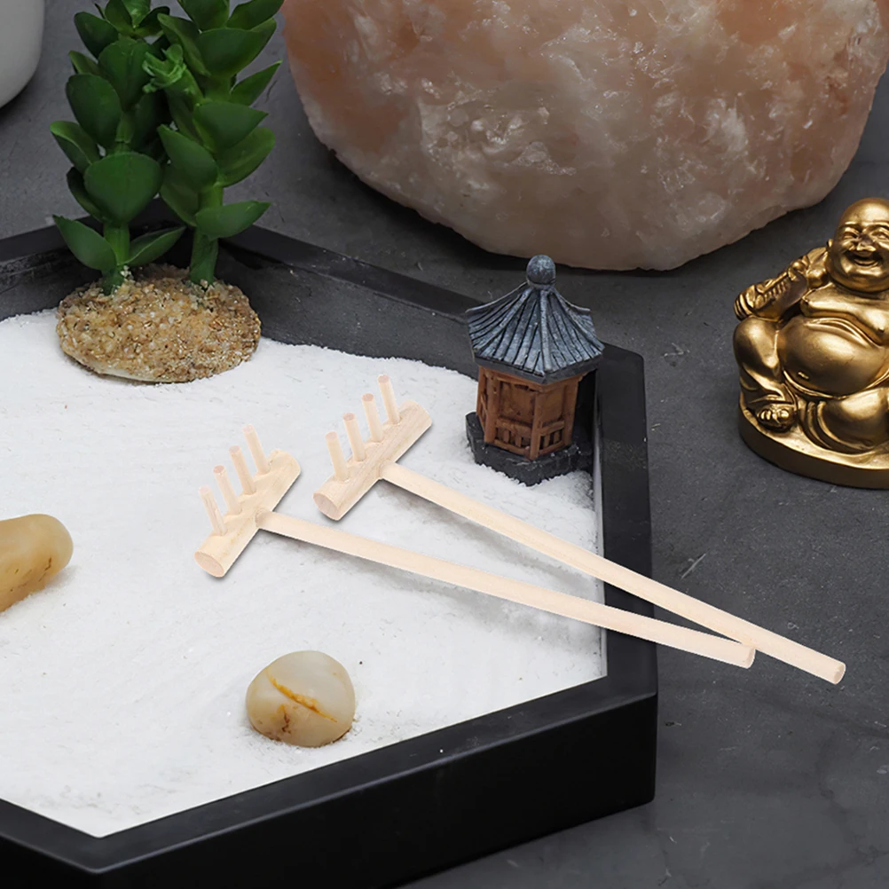 7 Pcs Bamboo Rake Mini Garden Tools Smooth Practical Sandbox Accessories Tea Ceremony Decoration Sand Tray Set