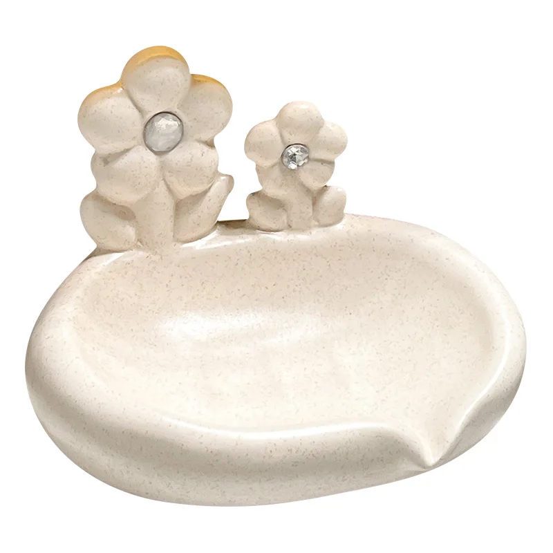 

Light luxury small flower toilet soap box household soap storage drain free punching bathroom