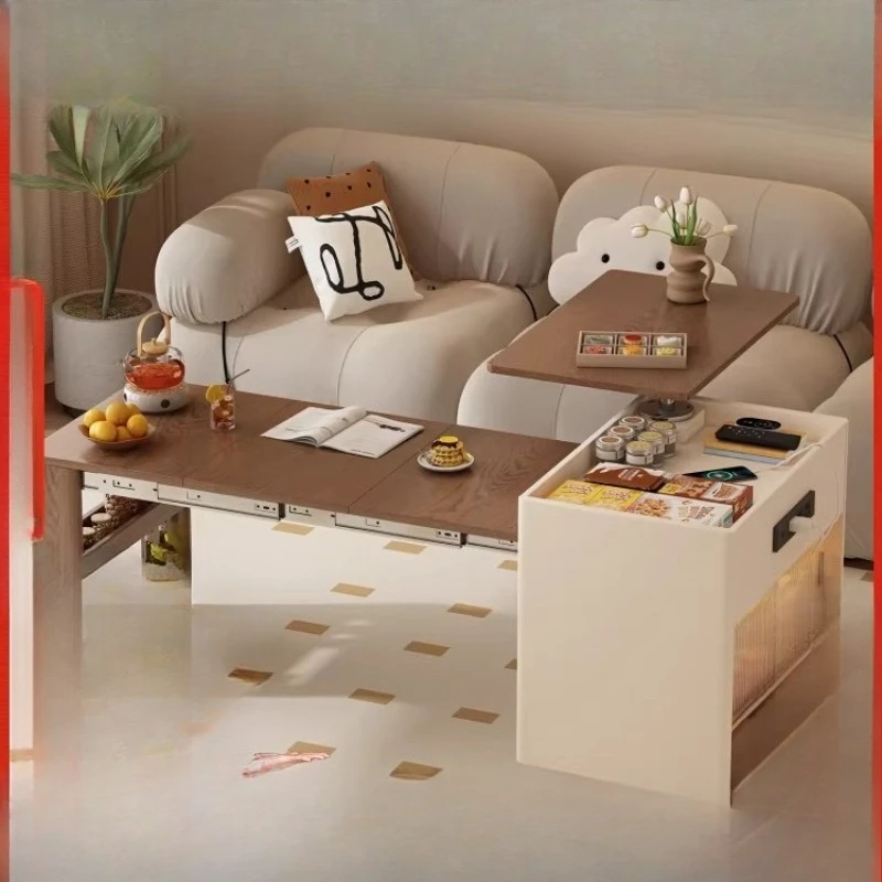 

Medieval cream wind retractable folding movable small apartment household living room lifting side trolley