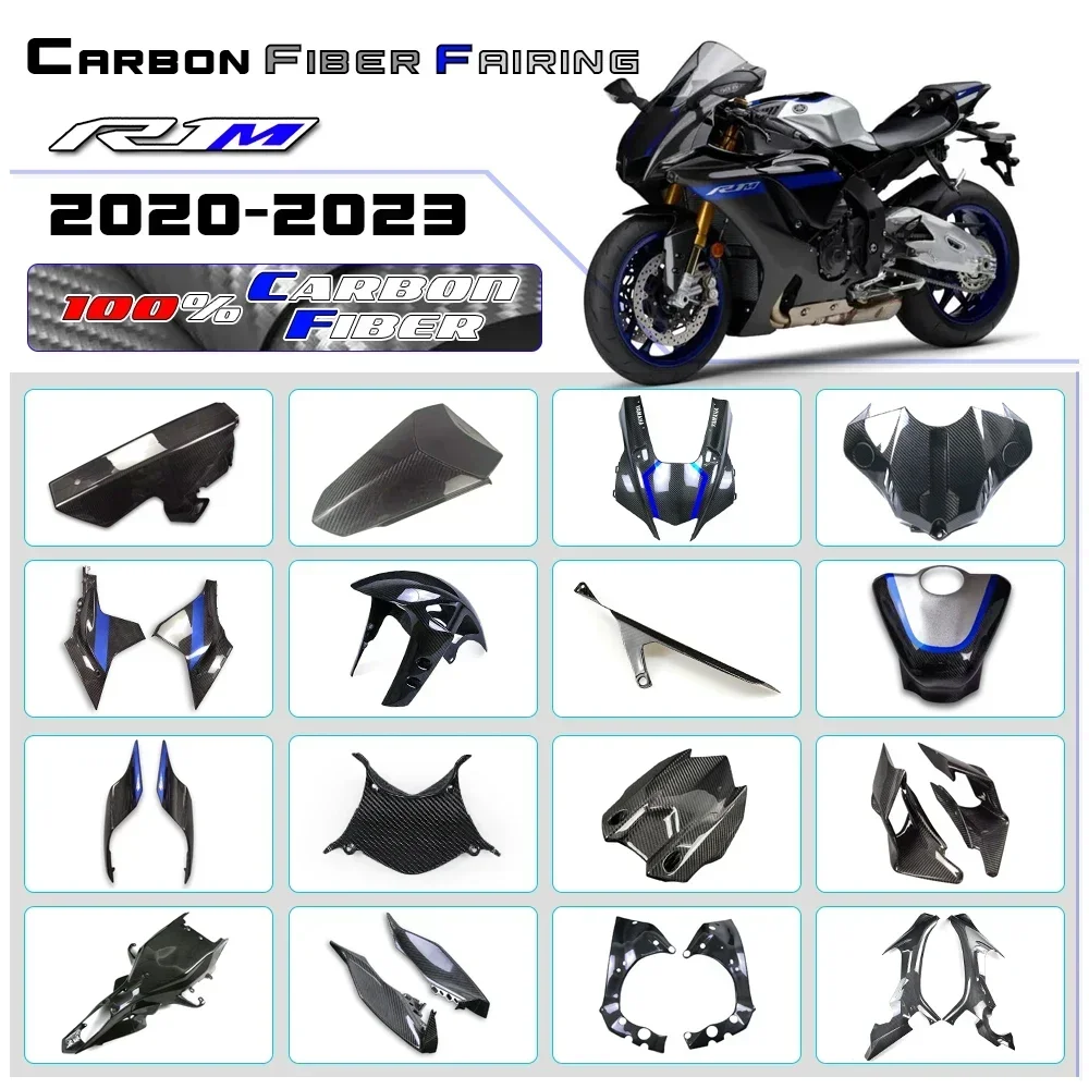 

New Real Dry Carbon fiber For YAMAHA YZF R1M 2020-2023 Motorcycle Side Front Frame Fairing Panel Cowling Hugger Fender Swingarm