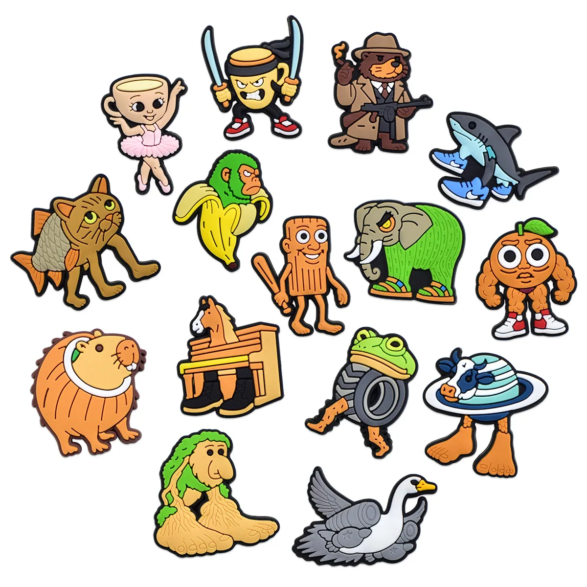 Popular Funny Weird Cartoon Animal Character PVC Shoe Charms Easy To Install DIY Removable Decor Accessories For Clog Lovers