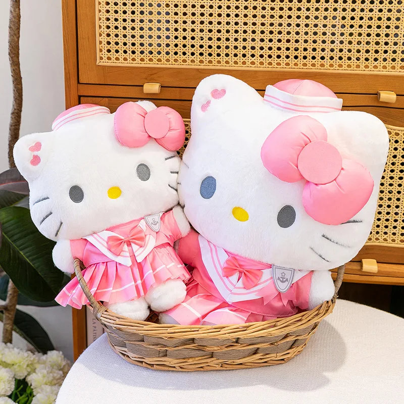 Novo Brinquedo de Pelúcia Kawaii Sanrio KT Cat, Boneca de Pelúcia Hello Kitty, Presentes de Aniversário para Crianças, Boneca Hello Kitty Fofa para Coleção