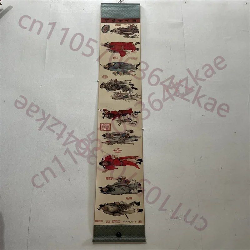 China Ancient Picture Paper,Character Painting,Gaiqi's Zhong Kui Demon Slaying Diagram, Long Scroll Painting