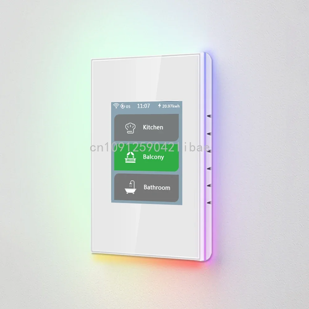 TUYA Zigbee USA Standard LCD Touch Panel Smart Switch 3 Gang Light Curtain Switch Support Voice Control Google Home Alexa Siri