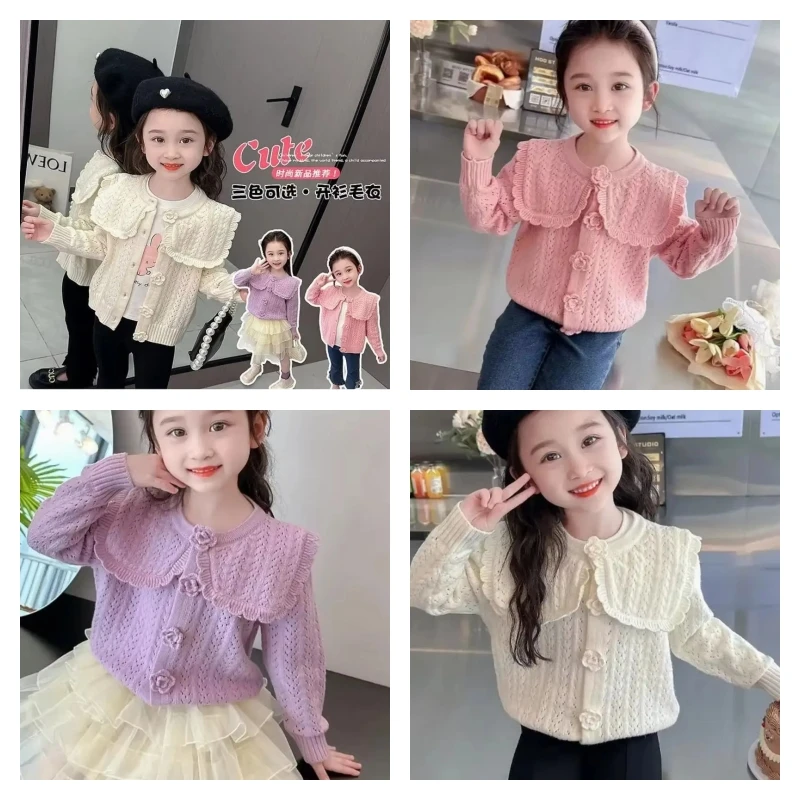 

Лидер продаж, модные топы для девочек, трикотаж, студенческий осенне-зимний повседневный пуловер с круглым вырезом и длинными рукавами, свитер, детская одежда