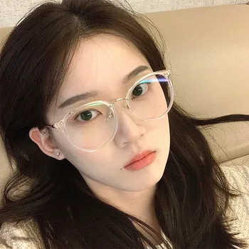 Ransparent moda damska oprawki do okularów komputerowych kobiety i mężczyźni lekkie okrągłe okulary okulary zaciemniające okulary optyczne soczewki