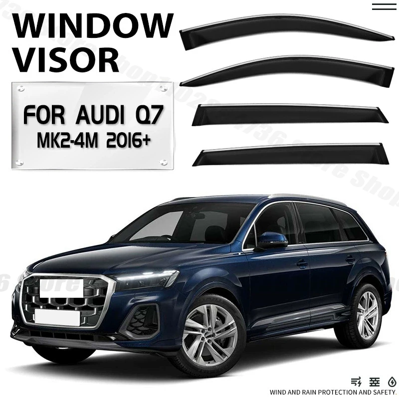 Window Visors For AUDI Q7 MK2-4M 2016-2025 Side Window Rain Guard Wind Deflector Weathershield Vent Visor for Car Windows