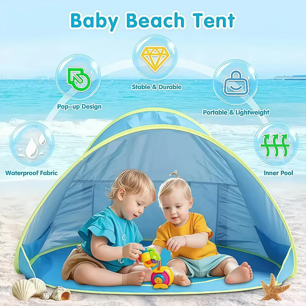 Babystrandtent met zwembad UPF - Kids Outdoor Wendy House recensie en prijs