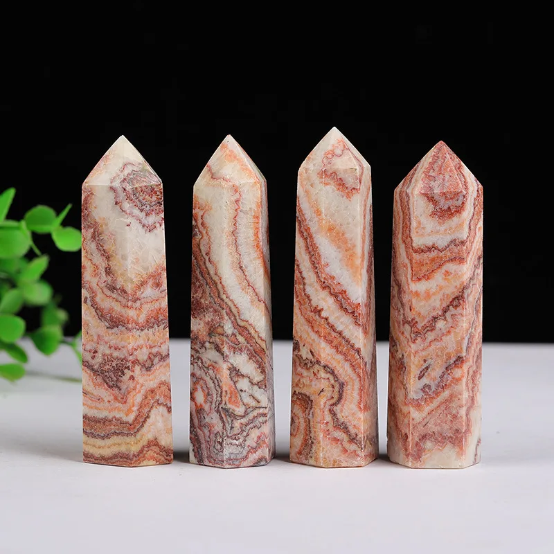 

60-90mm Natural Rhodochrosite Hexagonal Column Crystal Tower Crystal Stone Point Healing Hexagonal Wand Treatment Stone