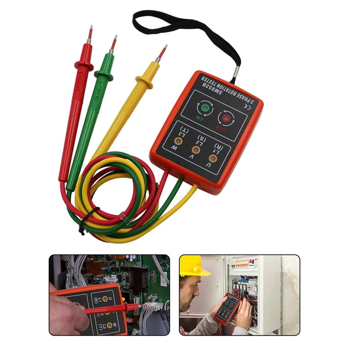 

[stock] 60V-600V AC Three Phase Rotation Indicator Meter Phase Sequence Tester LED Buzzer with Portable Pouch