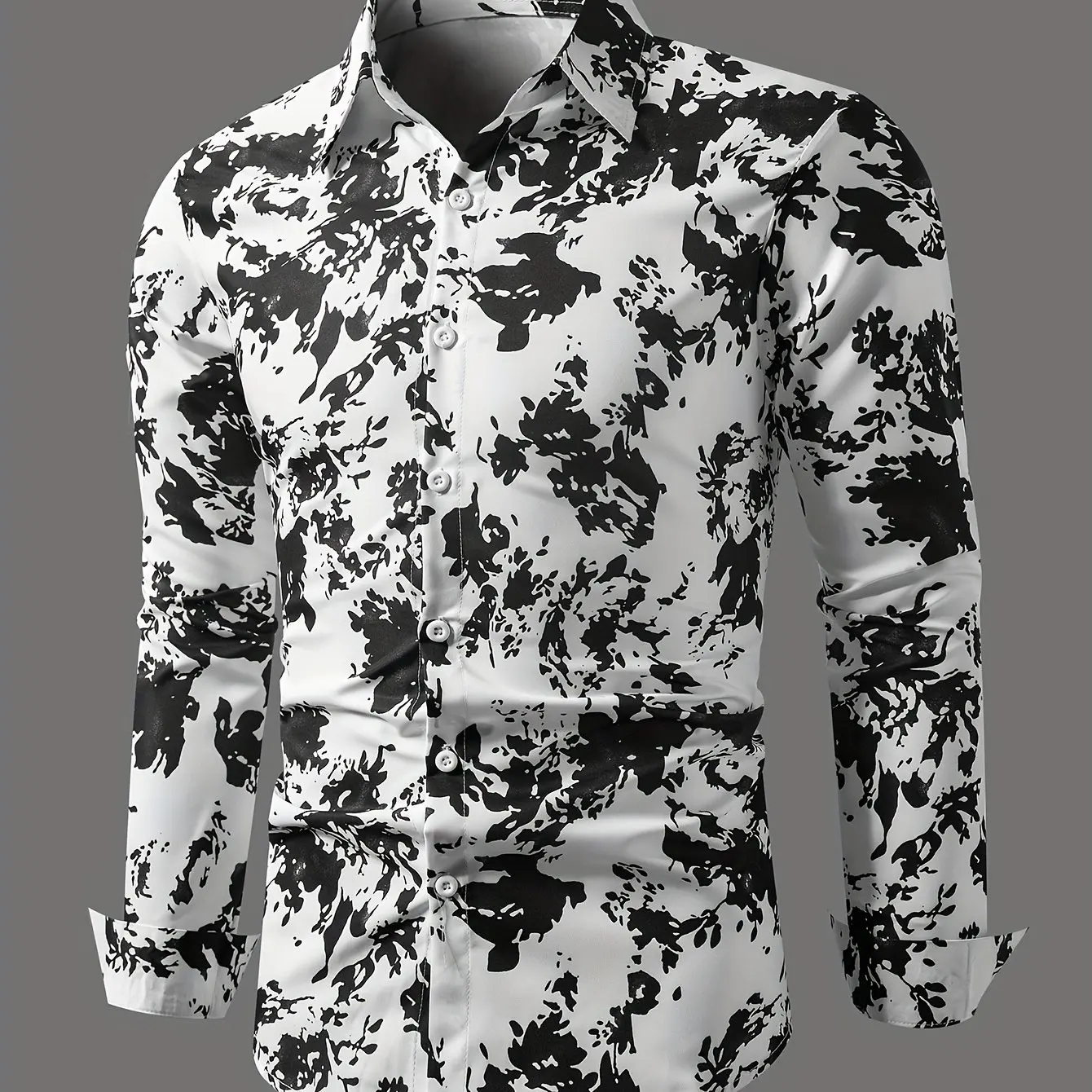 

New Stylish Comfortable Men's Casual Long Sleeve Shirt 3D Printed Floral Graphic Print Collar Street Casual Shirt for Dating