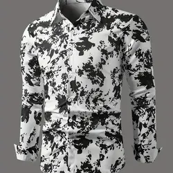 New Stylish Comfortable Men's Casual Long Sleeve Shirt 3D Printed Floral Graphic Print Collar Street Casual Shirt for Dating