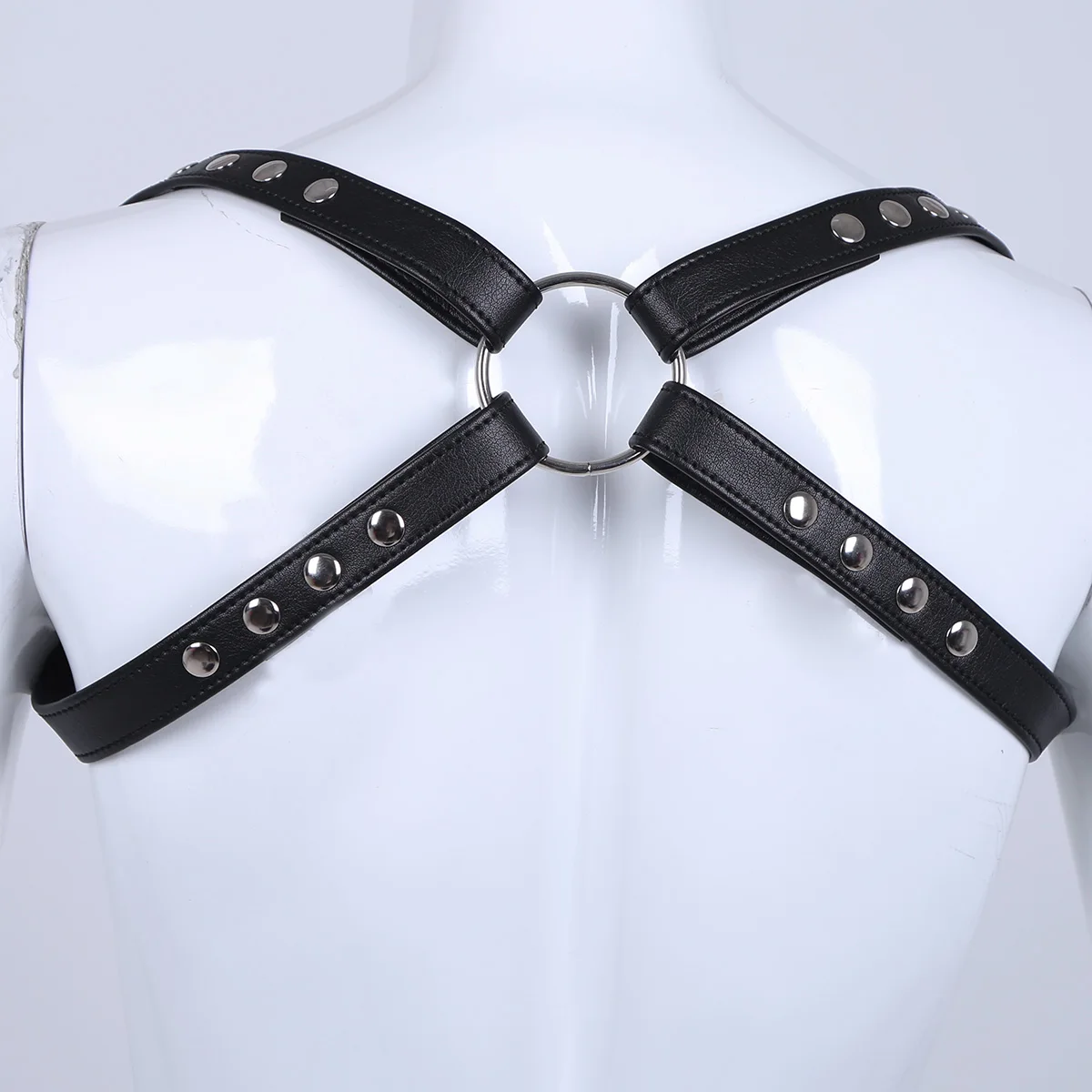 Faux Leather Adjustable Body Chest Harness Men Lingerie Costume Accessories Shoulder Harness Straps Belts with Press Buttons - Image 5