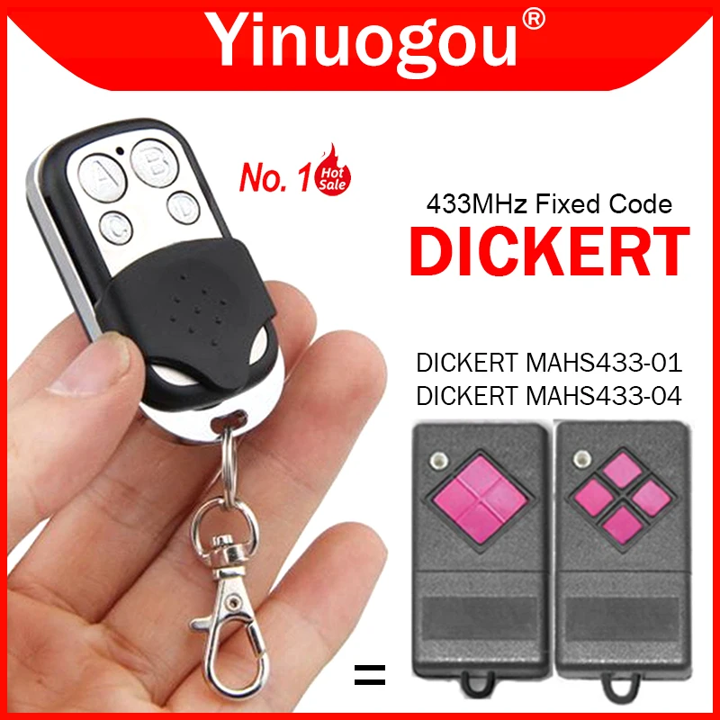 

For DICKERT MAHS433-01 MAHS433-04 Garage Door Remote Control Duplicator Gate Opener Hand Transmitter 433MHz Fixed Code Clone