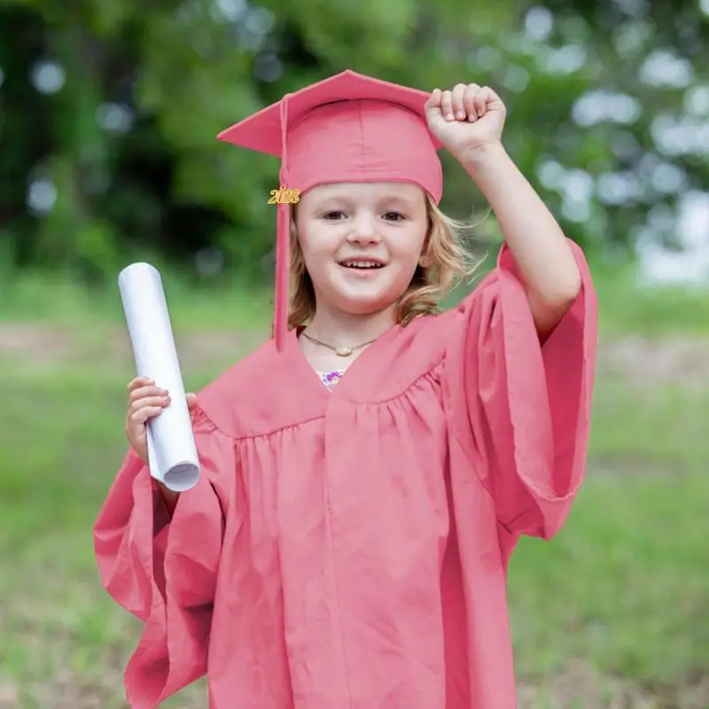 Bata de graduación para preescolar, conjunto de gorros y borlas, cómodo, Unisex, para fiesta de graduación y guardería, 2023